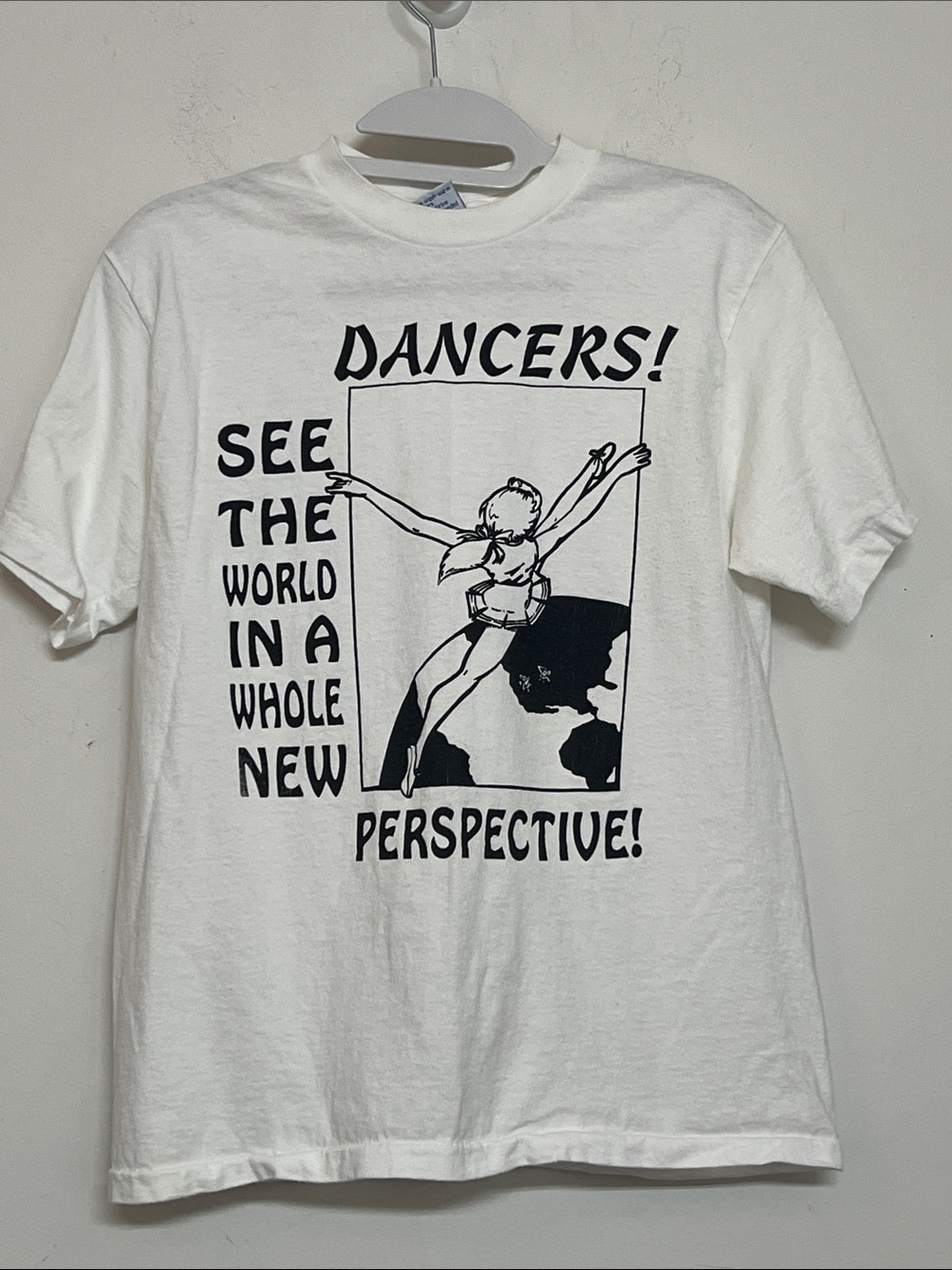 🌞 All Sport ProWeight White Dancer Tee Black text short sleeves Crew Neck men M